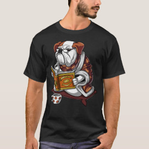 Engelsk bulldog Bok Reading Hund Funny Pet T Shirt