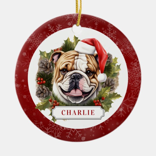 Engelsk bulldog Ceramic Circle Ornament (Framsidan)