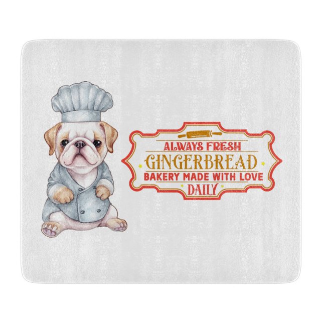 Engelsk bulldog Chef Baking Gingerbröd (Framsidan)