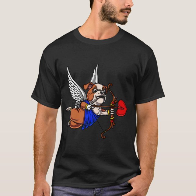 Engelsk Bulldog Cupid T Shirt (Framsida)