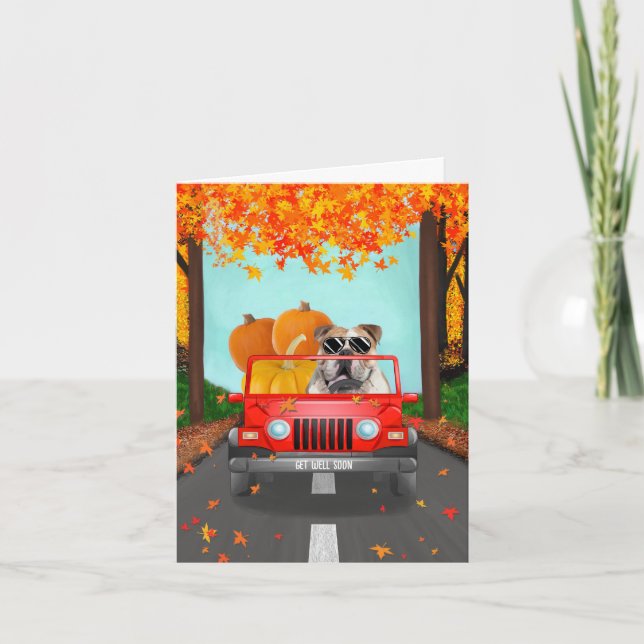 Engelsk bulldog Fall Pumpkin Kort (Framsida)
