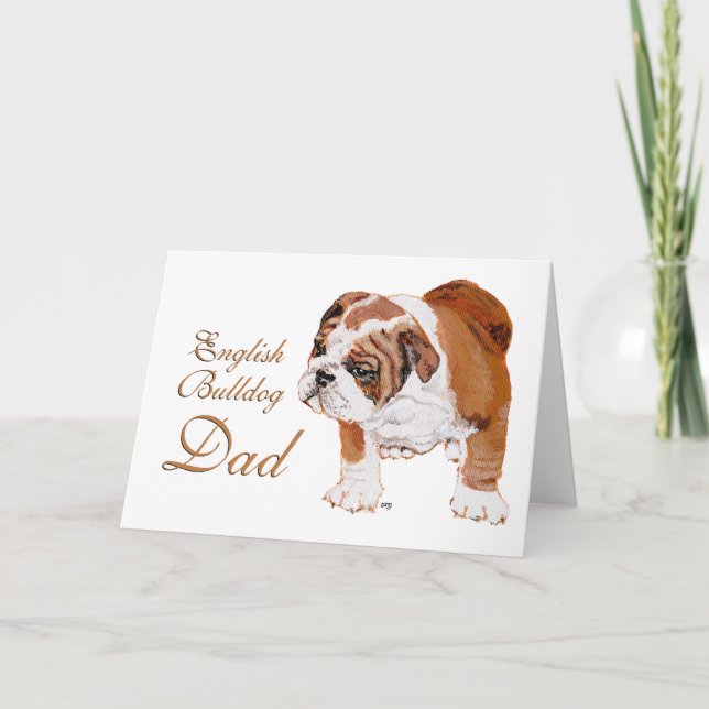 Engelsk Bulldog Fars Dag Kort (Framsida)