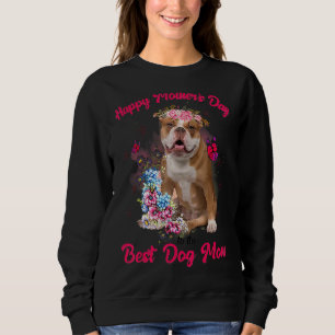 Engelsk bulldog Flower Lycklig Mors dag till B T Shirt