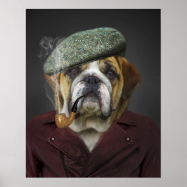Engelsk bulldog Fransk Hat Pipe Poster