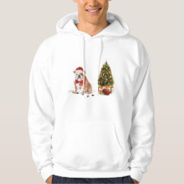 Engelsk bulldog Funny jul Hund med Träd Hoodie