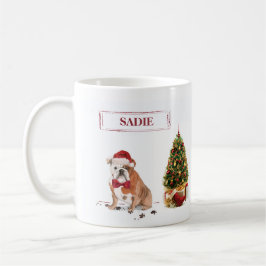 Engelsk bulldog Funny jul Hund med Träd Kaffemugg