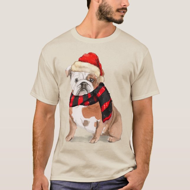 Engelsk bulldog Funny jul-Hund T Shirt (Framsida)