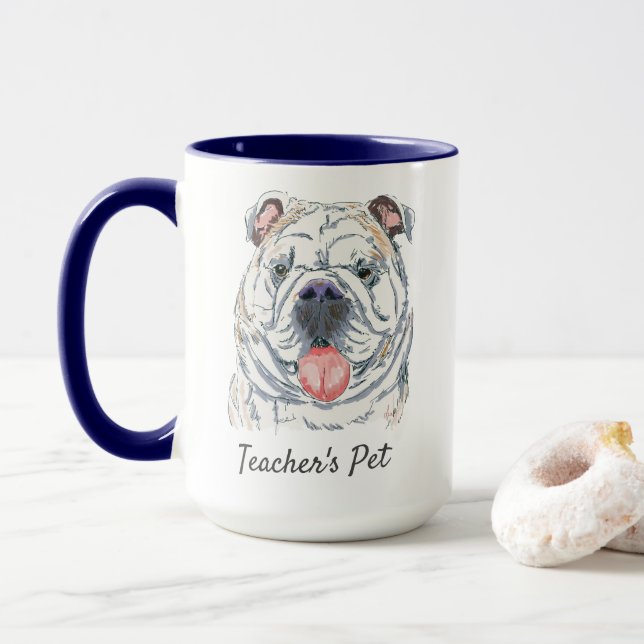 Engelsk bulldog Funny Original Illustration Mugg (Med munk)