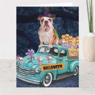 Engelsk Bulldog Halloween Lastbil Skräcknatt Kort