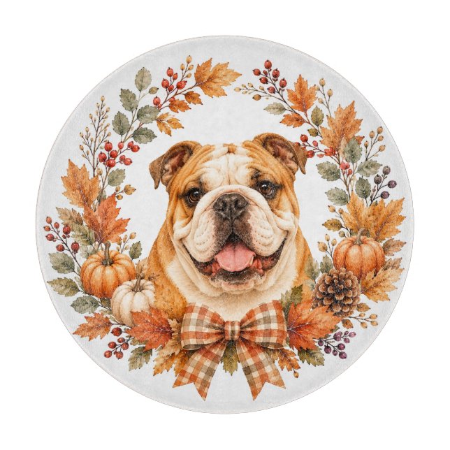 Engelsk Bulldog Höstkrans (Framsidan)