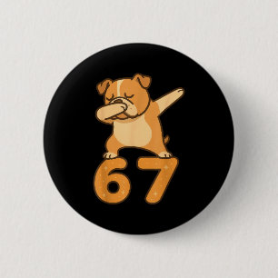 Engelsk Bulldog Hund 67 Meme Sex Sju Rolig Dabbin Knapp