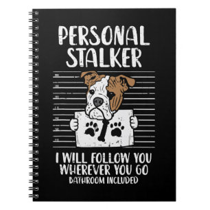 Engelsk bulldog Hund älskare Personal Stalker Engl Anteckningsbok