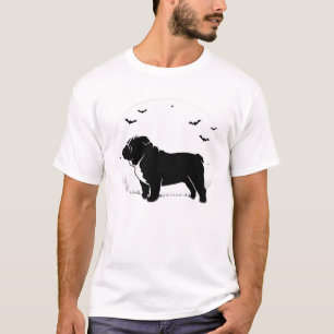 Engelsk Bulldog Hund � Halloween Moon Silhouette O T Shirt