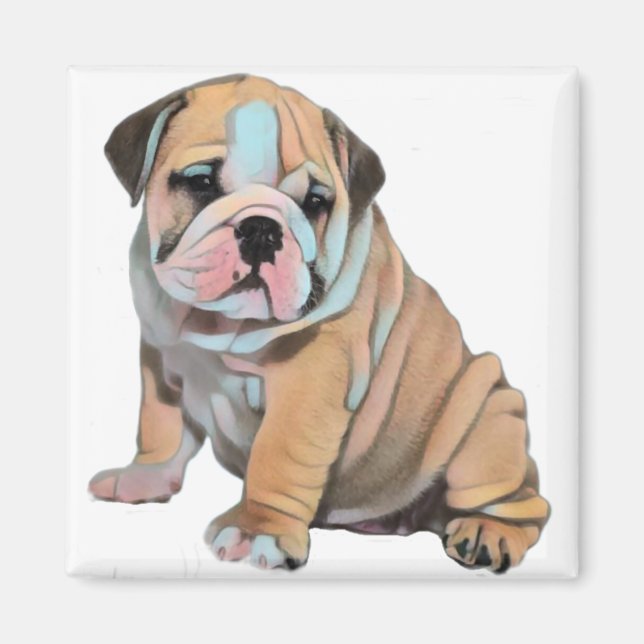 Engelsk bulldog-Hund Magnet (Framsidan)