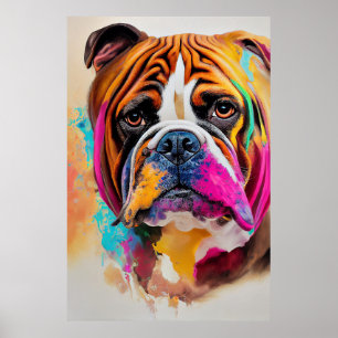 Engelsk bulldog Hund Pet Cute Adsible Animal Compa Poster