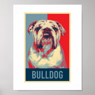 Engelsk bulldog Hund Porträtt Pop Art Poster