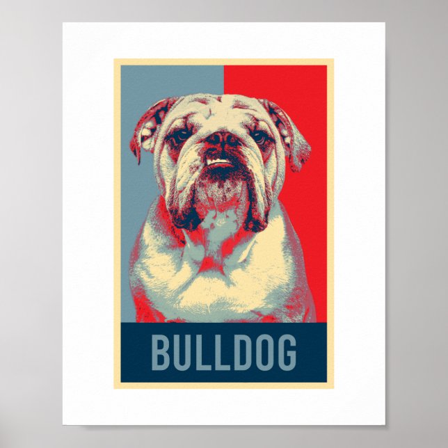 Engelsk bulldog Hund Porträtt Pop Art Poster (Framsidan)