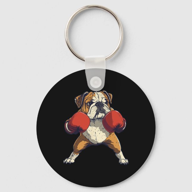 Engelsk bulldog-Hund som en Boxer Funny Boxin Nyckelring (Framsida)