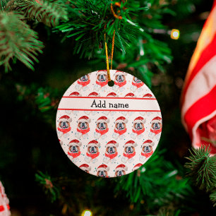 Engelsk Bulldog Hundras Jul Julgransprydnad Keramik