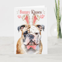 Engelsk bulldog i Bunny Öron för Påsk