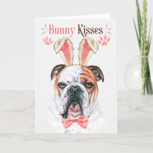 Engelsk bulldog i Bunny Öron för Påsk Helgkort
