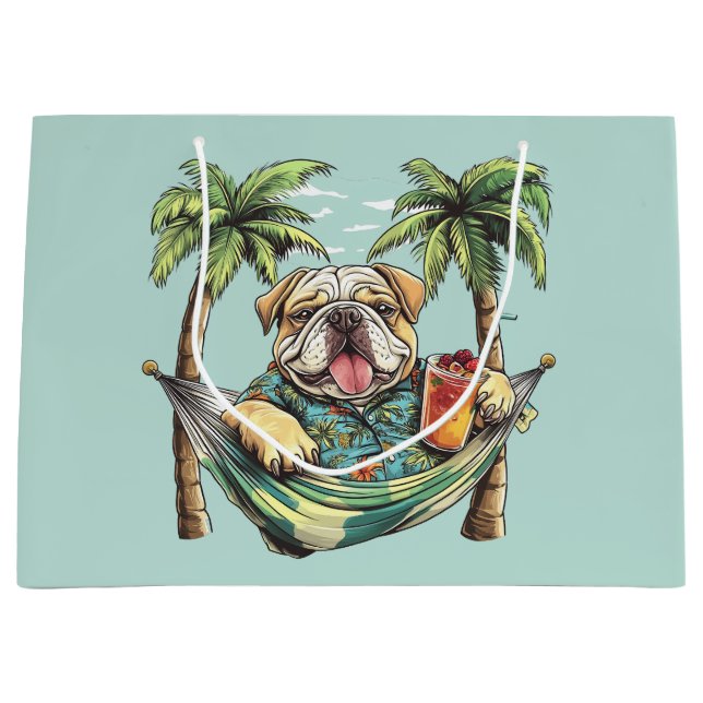 Engelsk Bulldog I Hawaiiansk Top (Framsidan)