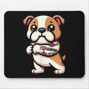 Engelsk bulldog I Kärlek Grandma Rolig hund Tattoo Musmatta