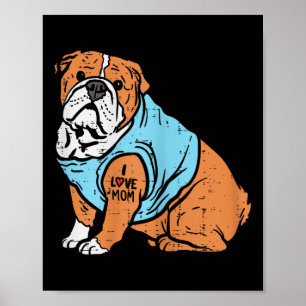 Engelsk bulldog I Kärlek Mamma Tattoo Hund älskare Poster