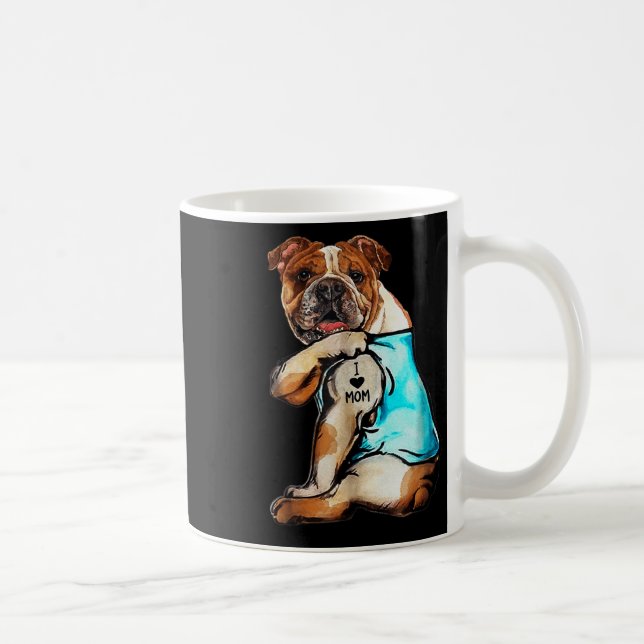 Engelsk bulldog - I Kärlek Mamma Tattoo Mors dag G Kaffemugg (Höger)