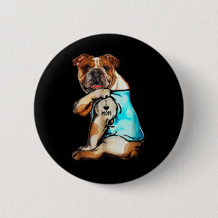 Engelsk bulldog - I Kärlek Mamma Tattoo Mors dag G Knapp