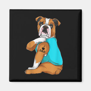 Engelsk bulldog I Kärlek Pappa Tattoapparel, Hund Magnet