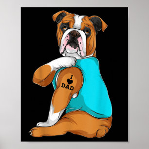 Engelsk bulldog I Kärlek Pappa Tattoapparel, Hund Poster