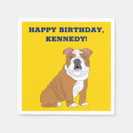 Engelsk Bulldog Illustration Personlig Party Pappersservett
