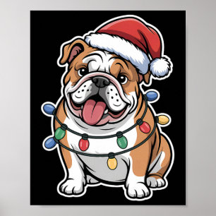 Engelsk bulldog insvälld i Ljus på jul Poster