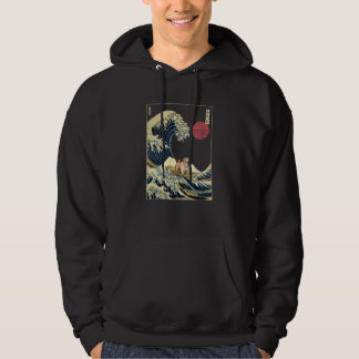 Engelsk bulldog Japansk Kanagawa Wave-Hund för Sur Hoodie