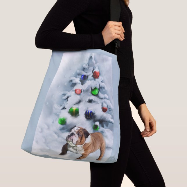 Engelsk bulldog-jul axelväska (Närbild)