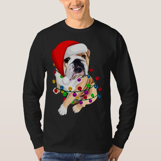 Engelsk bulldog jul Dogmas Santa Hat Julafton Do T Shirt (Framsida)