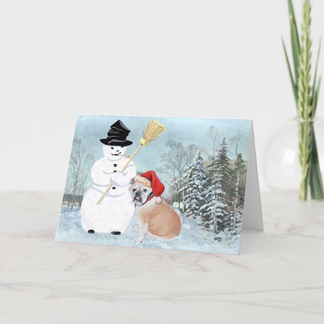 Engelsk bulldog-jul helgkort (Framsida)