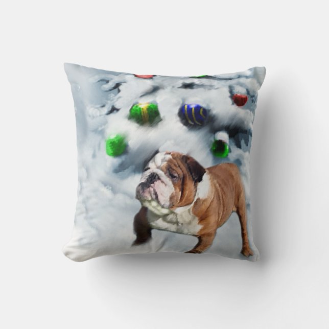 Engelsk bulldog-jul kudde (Framsida)