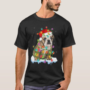 Engelsk bulldog jul Ljus Santa Hund älskare C T Shirt