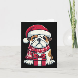 Engelsk Bulldog Jul Söt Tomte Husdjur För Anima Kort