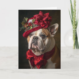 Engelsk Bulldog Jul Viktoriansk Hund Helgkort