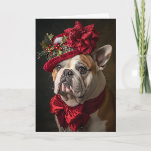 Engelsk Bulldog Jul Viktoriansk Hund Helgkort