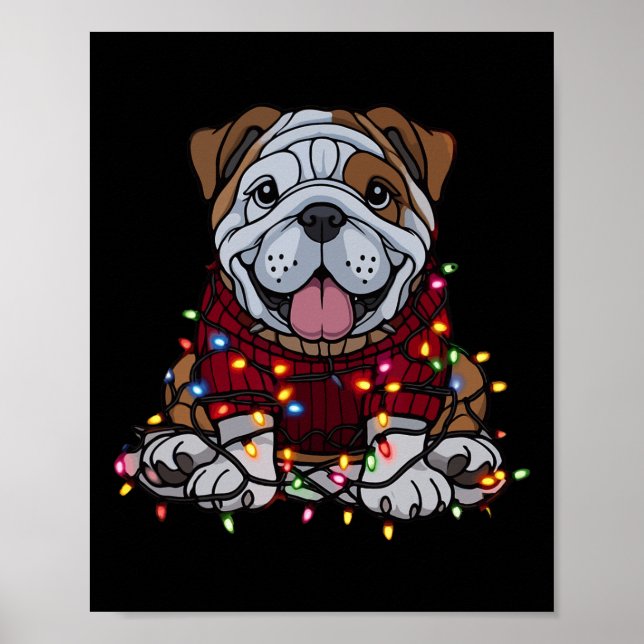 Engelsk bulldog-julklappen Santa Pet for Anima Poster (Framsidan)