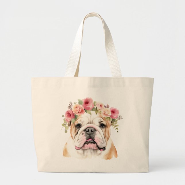Engelsk bulldog Jumbo Tote Tygkasse (Framsidan)