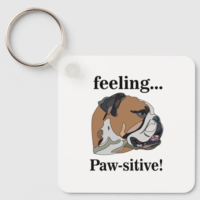 Engelsk bulldog känner Pawsitive Hund älskare Nyckelring (Framsida)