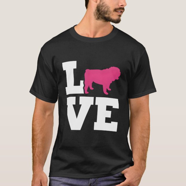 Engelsk Bulldog kärlek T Shirt (Framsida)