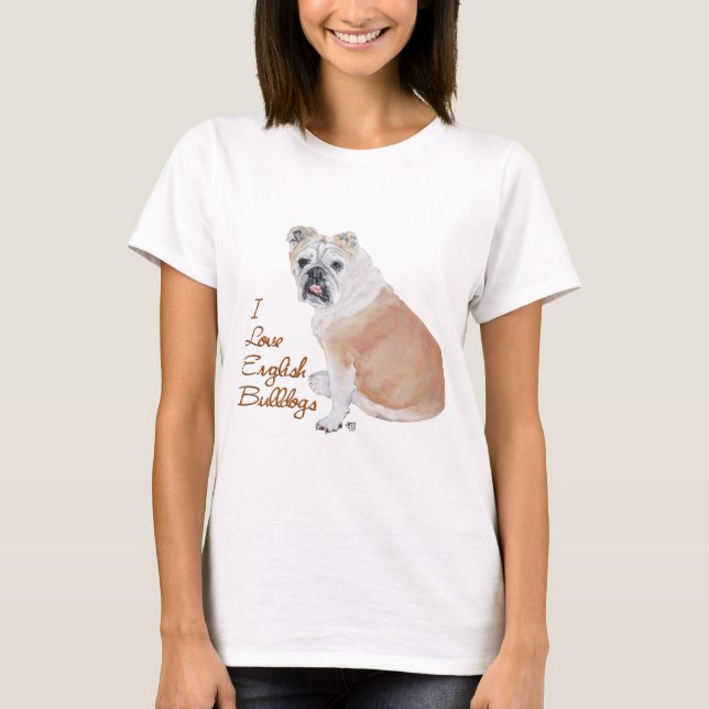 Engelsk Bulldog kärlek T Shirt (Framsida)