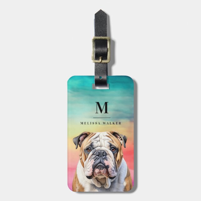 Engelsk bulldog Luggage Tag Bagagebricka (Vertikal Framsida)