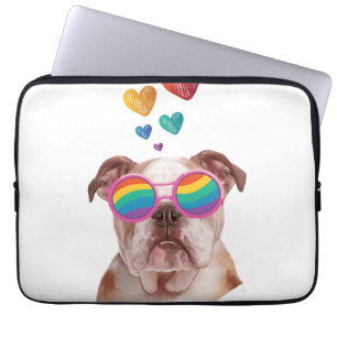 Engelsk Bulldog med Hjärtan Alla Hjärtans Dag Laptop Fodral
